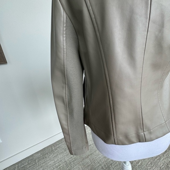 BB Dakota Moto Boho Peppin Vegan Leather Drapey Jacket Vegan XS Small Tan New - Picture 10 of 16
